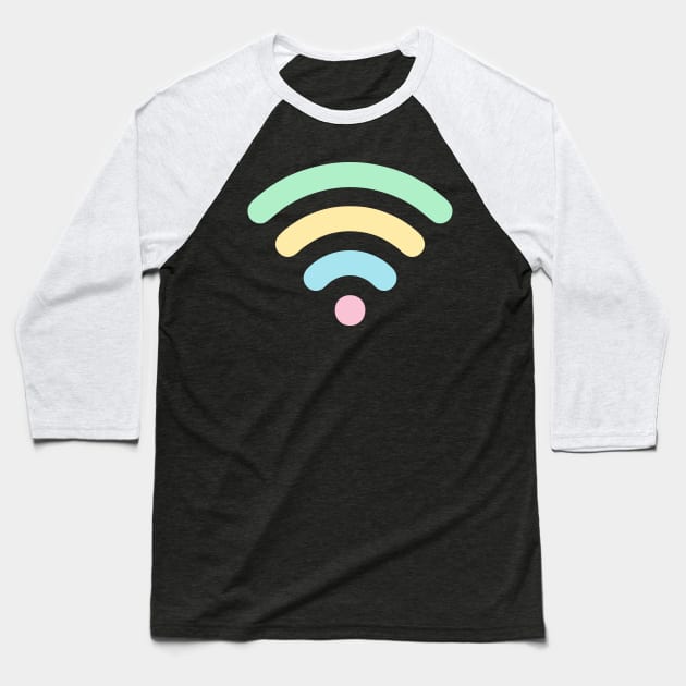 Pastel Rainbow Wi-Fi Baseball T-Shirt by XOOXOO